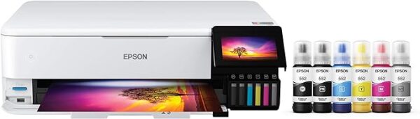 Epson EcoTank Photo ET-8550 Wireless Wide-Format All-in-One Supertank Printer with Scanner, Copier, Ethernet and 4.3-inch Color Touchscreen, Large, White
